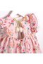 Floral Girl's Lined Back Bow Detail Dress - 3