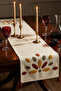 Bohemian Damla Punch Embroidered Cotton Table Runner (40X130 cm) Cotton Panama Linen - 5