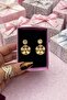 Floral Print Earrings – Yellow & Silver Color – Stylish and Elegant Design - 2