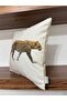 E812 Gold Color Piped Cream Floor Mat Double Sided Leopard Printed Pieces Cushion Cover - 2