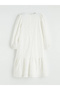 Lcw Girls Studio Ecru Crew Neck Eyelet Embroidery Detailed Girls' Dress - 3