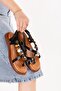 Genuine Leather Vaketa Flip Flops with Decorations Sandals Crm.305 Black - 4