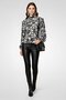 Women High Neck Long Sleeve Allover Print Blouse, Multicolor