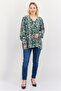Women V-Neck Long Sleeves Floral Print Blouse, Green Combo - 4
