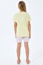 100% Cotton Cotton Piece Girls' Shorts Pajama Set Lemon - 4