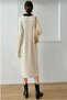 Women's Shirt Collar Hair Braid Patterned Midi Length Dress 36/44 Size Compatible - 4