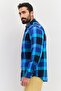 Men Regular Fit Long Sleeve Checkered Casual Shirt, Blue - 2