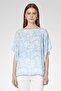 Women Round Neck Floral Print Elbow Sleeve Blouse, Multicolor - 2