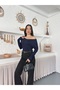 Lina Yarasa Long Sleeve Wide Round Neck Sports Classic Bluz Tshirt - 3
