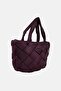 Women Quilted Tote Bag, Dark Purple - 3