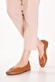 Genuine Leather Women's Daily Ballet Flats Shoes Esl.5016 Tan - 5