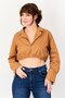 x Kenza Women Curve Spread Collar Solid Shirt, Mocha