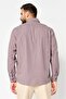 Men Loose Fit Long Sleeves Pain Casual Shirt, Grey - 2