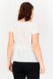 Women V Neck Pleated Short Sleeve Blouse, White - 3