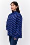 Women Tie Neck Long Sleeves Stripe Blouse, Blue/Black - 3