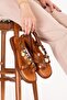 Genuine Leather Vaketa Flip Flops with Decorations Sandals Crm.305 Tan - 3