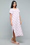 Floral Print Nightdress with V-Neck and Short Sleeves - 4