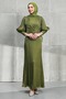 Khaki Buy Chain Detail Drapeli Janjan Evening Dresses - 3