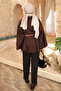 Brown Belt Buttoned Dabıl Poncho - 4