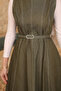 Khaki Belted Pocketed Denim Gilet Dress - 3