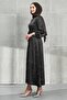 Brown Stone Belted Satin Evening Dress - 4