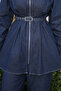 Navy Blue Zippered Jacket and Trousers Set of Belt - 3