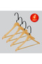 Wooden (Lama Black Hook) Bar Hanger for Shirts and Trousers, Natural Color, 4 Pieces