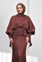 Brown Bat Sleeve Layered Janjan Evening Dress - 3