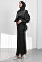 Black Bat Sleeve Layered Janjan Evening Dress - 4