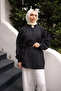 Black Bel Tie-Detail Tunic with Brooch Modal