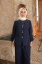 Navy Blue Buttoned Jacket and Pants Set - 5