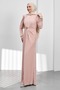 Powder-Colored Draped Front Buckle Evening Dress - 4