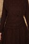 Brown Guipure Lace Waist Detailed Dress - 4