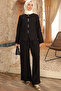 Black Buttoned Jacket and Pants Set - 2