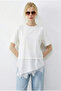 Women's White Asymmetrical Ruched Hem Oversize T-Shirt 8716 60283956 - 3