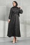 Brown Stone Belted Satin Evening Dress
