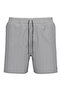 Men's Black-White Medium Length İp B Tie-Detail Swim Shorts