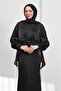 Black Bat Sleeve Layered Janjan Evening Dress - 3