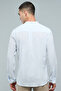 Solid Shirt with Mandarin Collar and Long Sleeves - 6