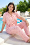 Large Size Women's Heart Patterned Short Sleeve Milan Fabric Pajama Set 2186 Salmon - 4