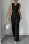 New Season Women's Strappy Button-Front Blouse and Pants Linen Two-Piece Holiday Set - 2