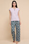 Patterned Lounge Pants with Drawstring Waist - 2