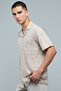Patterned Shirt with Revere Collar and Short Sleeves - 3