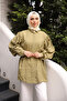 Khaki Bel Tie-Detail Tunic with Brooch Modal