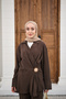Women's Side-Tie Brooch Detail Set Brown - 8