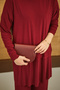 Women's Pleated Crew Neck Set in Burgundy - 6