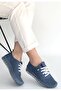 Otja Blue Genuine Leather Laser Lace-Up Sneakers - 2