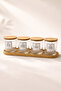 Carlin - Set of 4 Glass Bathroom Jars with Bamboo Lids and Stand, Decorative Bathroom Organizer 350 Cc - 3