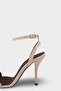 Women's Blunt Toe Thin Strap Gold t Buckled Open Back Daily t Heeled Shoes Lesano Beige Crocodile - 6