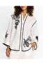 Black Embroidered White K Linen Shirt - 6